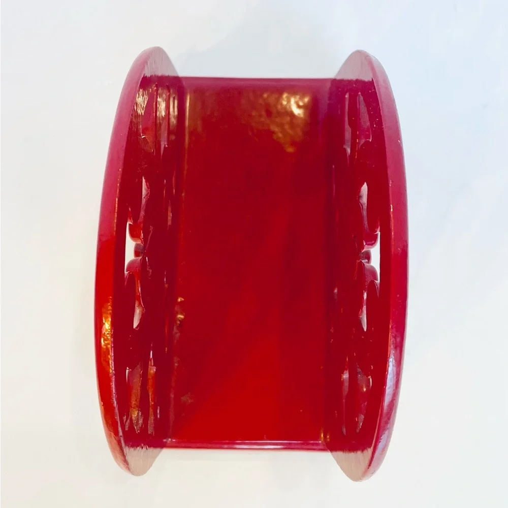 Heavy Made Cast Iron Napkin Holder Home Red Enameled 5” Tall x 5.5” Long - Picture 7 of 7